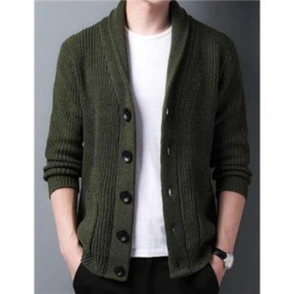 New Men's Cardigans Slim Fit Green​ - Picture 1 of 7